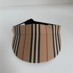 Burberry Black and Tan Striped Visor